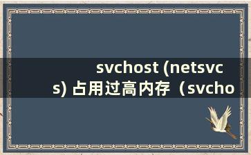 svchost (netsvcs) 占用过高内存（svchost 占用过高内存）